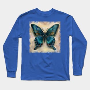 Blue butterfly, oil painting on canvas. Long Sleeve T-Shirt